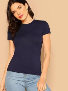 Solid Form Fitted T-shirt