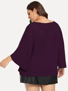 SHEIN LUNE Plus Split Sleeve Top - Purple - View 2