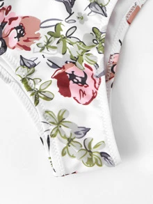 Random Flower Print Push-Up Bikini Set Summer Beach - Multicolor - View 5