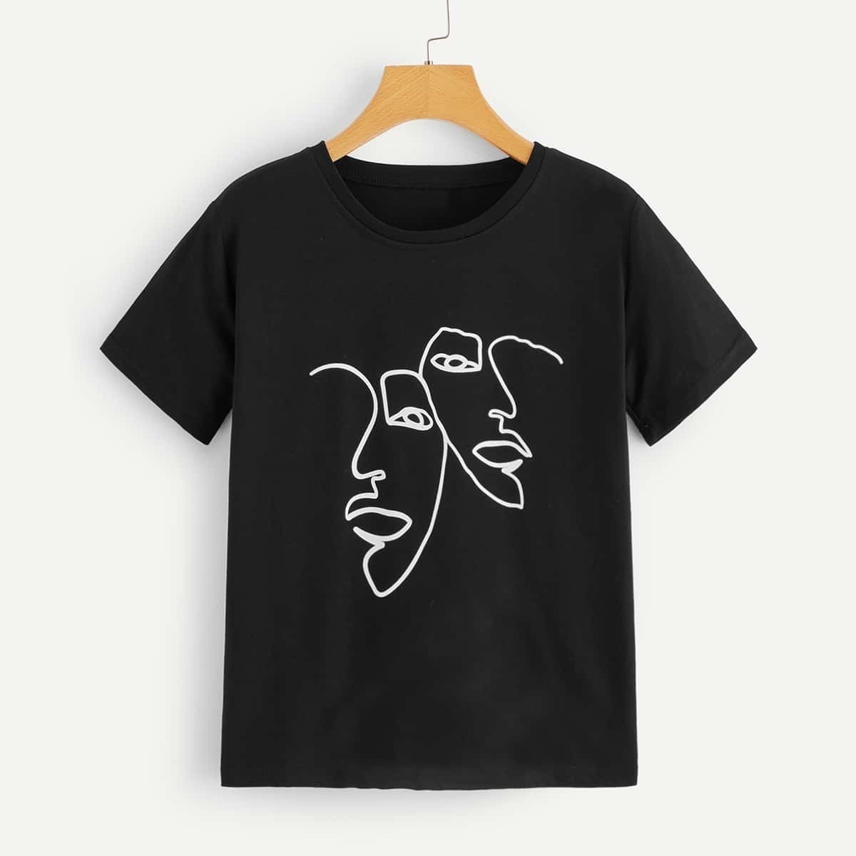 

Figure Print Tee, Black
