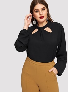 Plus Cut Out Solid Blouse