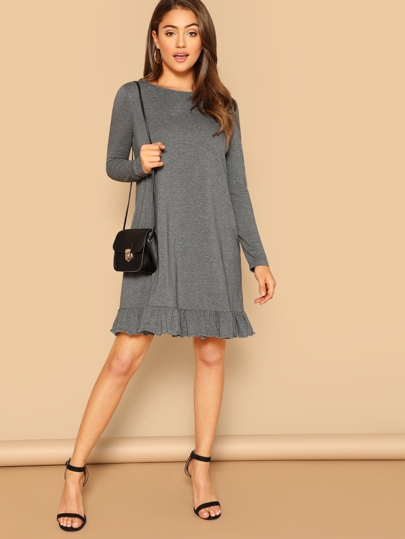 Ruffle Hem Heather Grey Dress pictures