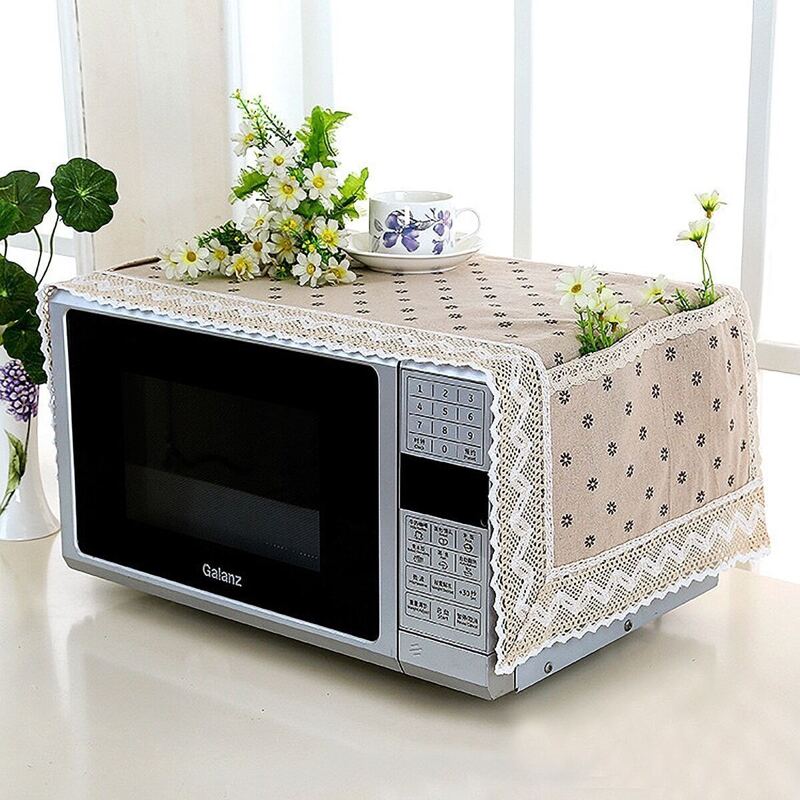 

Floral Pattern Microwave Oven Dust Cover, Beige