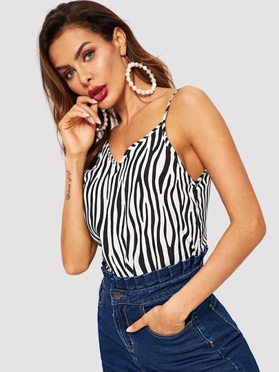 V Neck Zebra Pattern Cami Top pictures