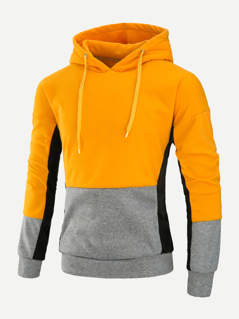 guys cut and sew panel hooded sweatshirt | romwe