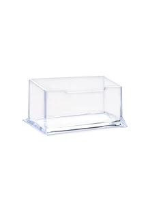 1pc Transparent Display Stand Desktop Business Card Box Special Office Business Card Holder Desk Shelf Box Storage - Clear - View 4
