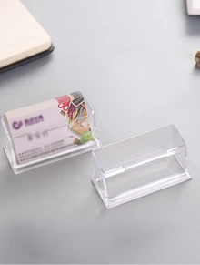 1pc Transparent Display Stand Desktop Business Card Box Special Office Business Card Holder Desk Shelf Box Storage - Clear - View 3
