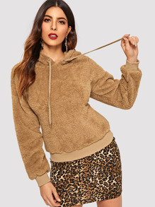 Drop Shoulder Teddy Hoodie