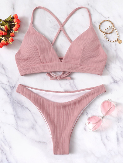 Damen Häkel-Bikini Oberteil rosa Netz-Look M 40//42 Badeanzug Neu!!!