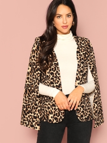 Leopard Print Cape Coat