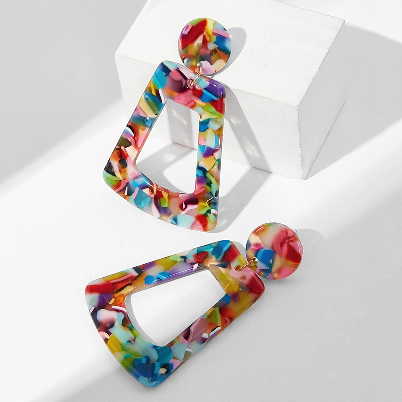 

Marble Pattern Open Geometric Drop Earrings 1pair, Multicolor