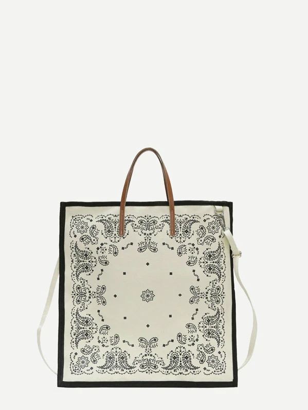 paisley print tote bag