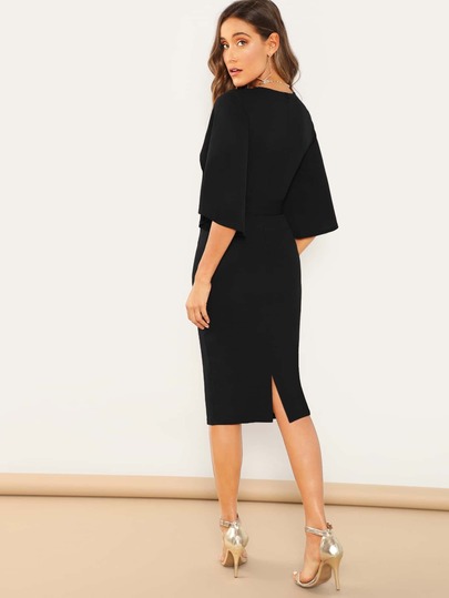 Preto Zíper Simples Festa Vestidos