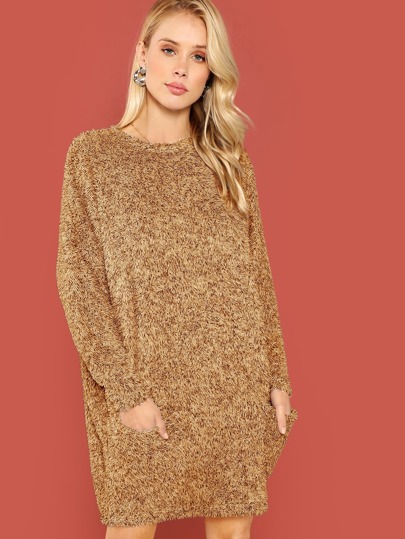 Pocket Front Faux Fur Tunic Dress pictures