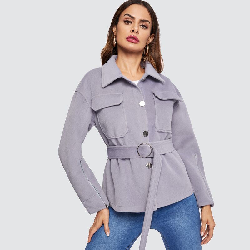 

Button Up Flap Pocket Utility Coat, Dusty purple