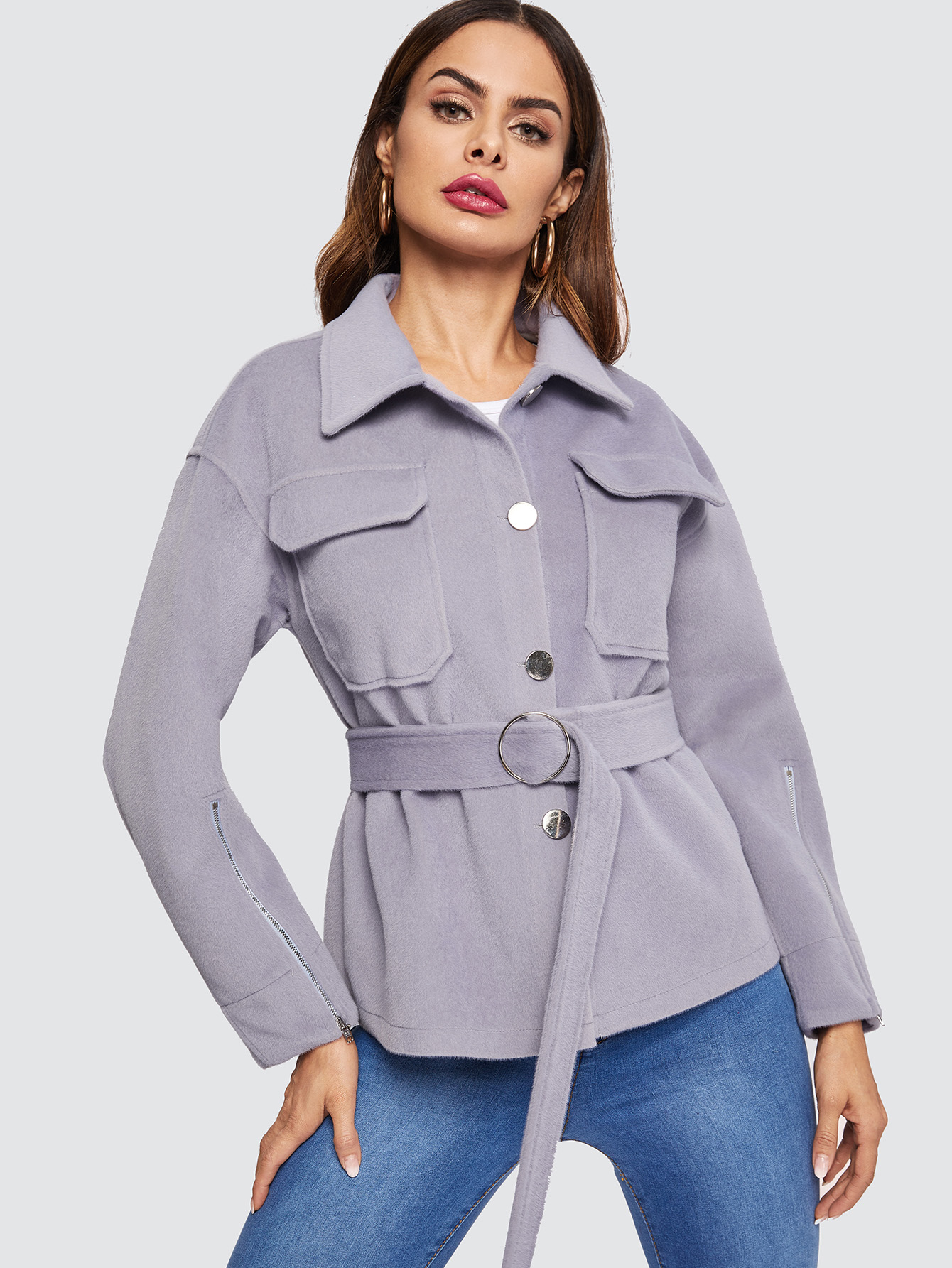 button up flap pocket coat