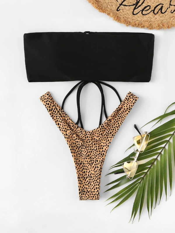 Leopard random print bikini set Clearance