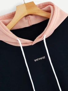 SHEIN Unity Letter Embroidered Contrast Striped Hoodie Graduation,Back To School Outfits,Graduation,Teacher Outfits For Women,Back To School Pullover Fall Outfit