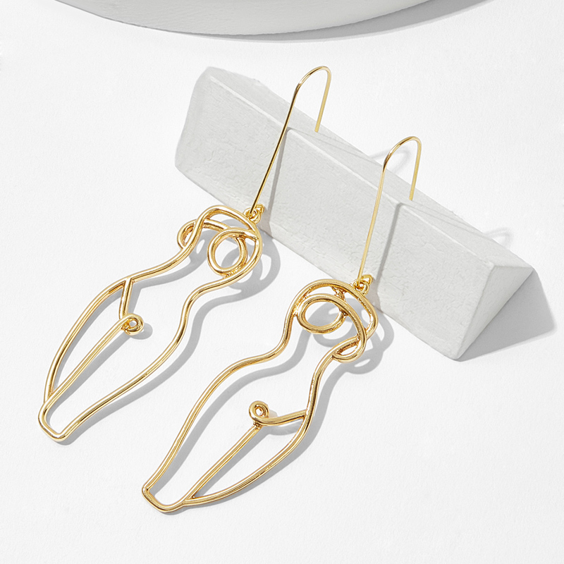 

Hollow Body Design Drop Earrings 1pair, Gold