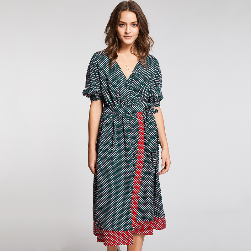 

Surplice Neck Belted Dress, Multicolor