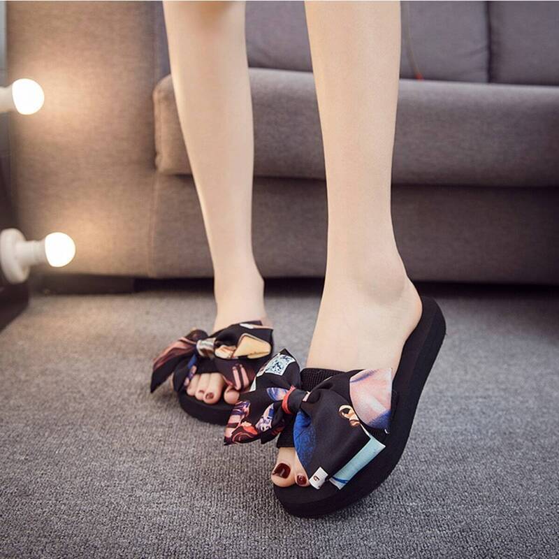

Bow Decor Open Toe Sliders, Multicolor