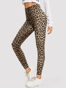 SHEIN Essnce Leggings con estampado de leopardo de cintura alta - Multicolor - Ver 3