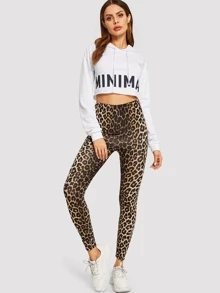 SHEIN Essnce Leggings con estampado de leopardo de cintura alta - Multicolor - Ver 4