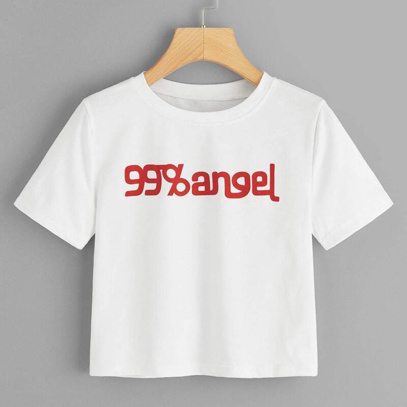 

Slogan Print Crop Tee, White