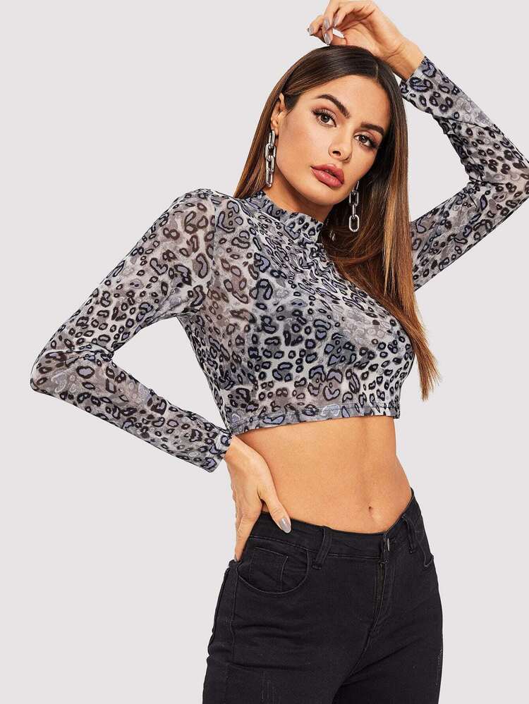 sheer animal print top
