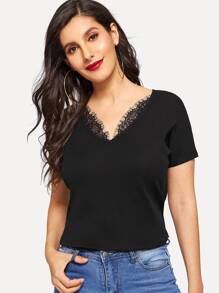 Contrast Lace Tee