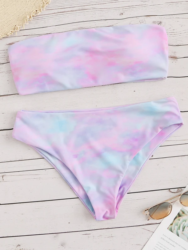 Tie Dye Bandeau Bikini Set Shein Usa