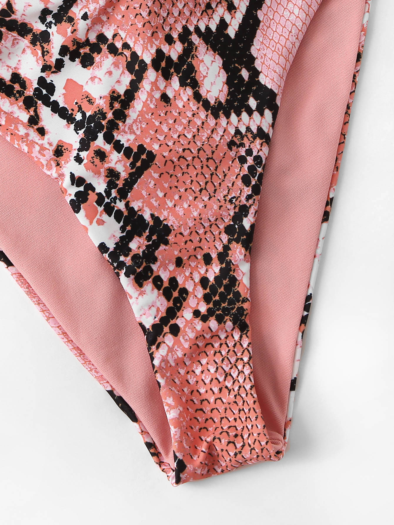 snakeskin print deep v plunge one piece swim