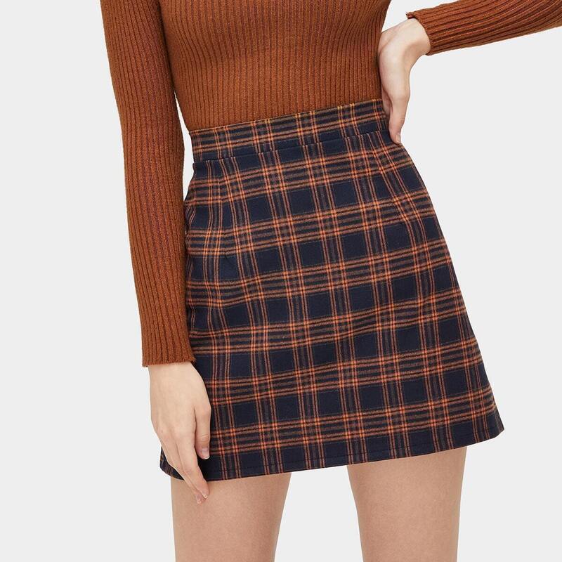 

Plaid Print Skirt, Multicolor
