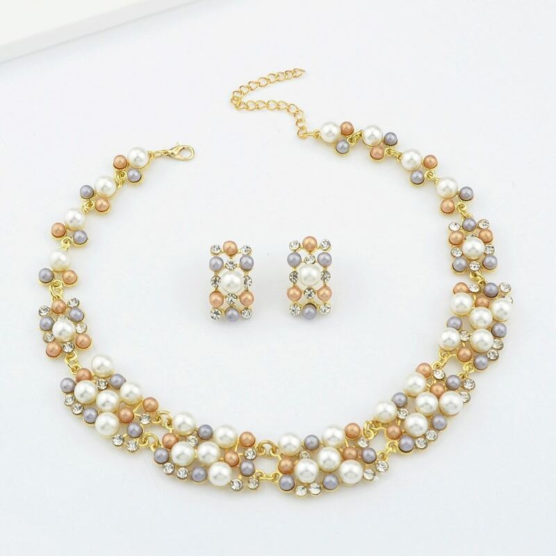 

Costume Jewelry Fake Pearl Women Necklace Earrings Set