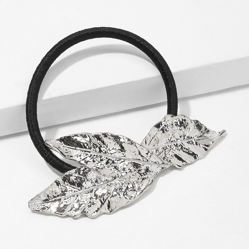 

Metal Leaf Decorated Hair Tie, Multicolor
