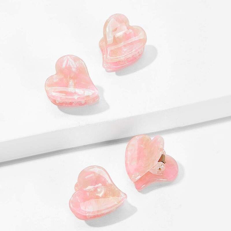 

Heart Shaped Hair Claw 4pack, Pink