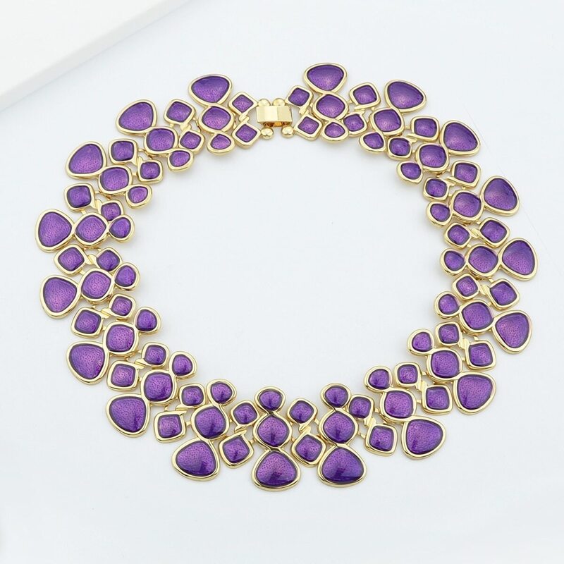 

Purple Enamel Maxi Collar Choker Necklaces