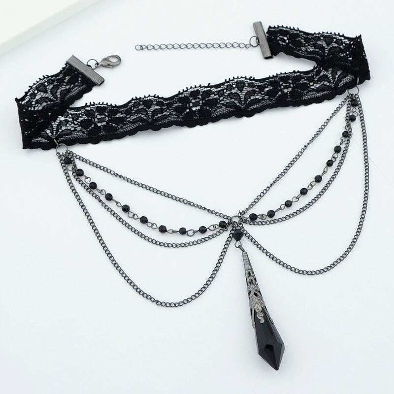 

Handmade Black Main Stone Gothic Necklace