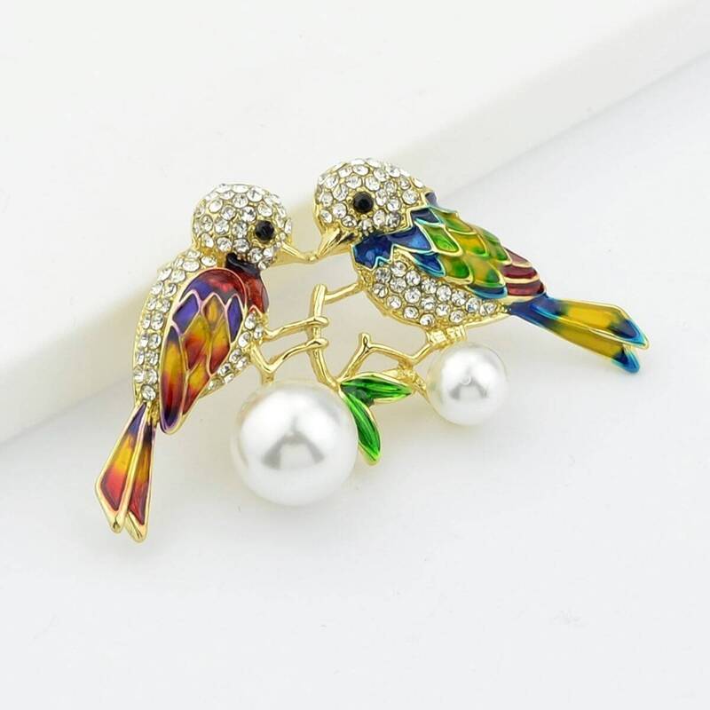 

Bird Rhinestone Brooch, Multicolor