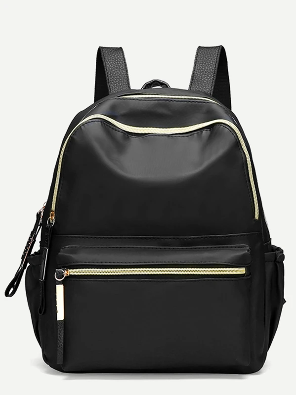 Mochila de nylón con diseño de cremallera trasera Mochila de nylón con diseño de cremallera trasera