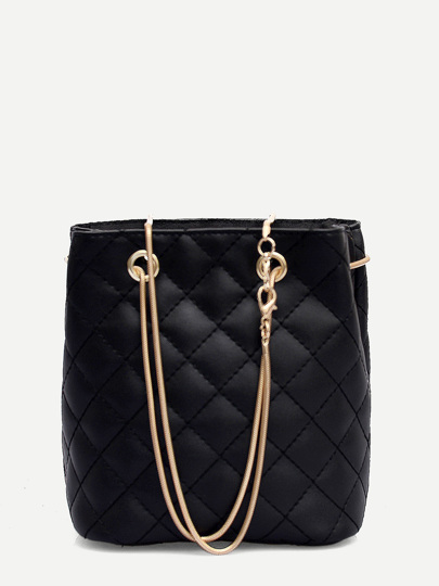 Quilted Detail Chain Tote Bag