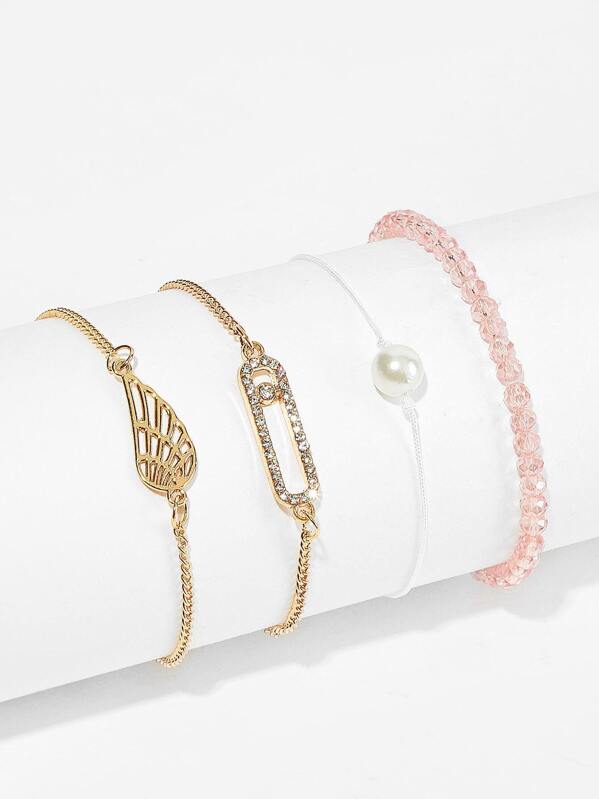 Wing Faux Pearl Bracelet 4pcs Shein Usa Wing Faux Pearl Bracelet 4pcs Shein Usa