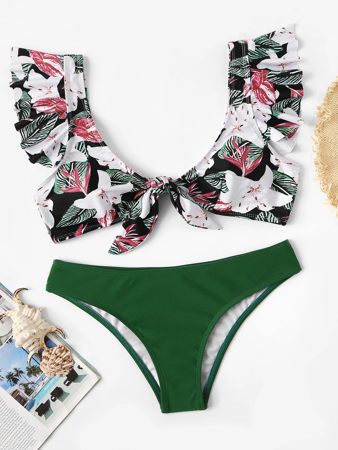 Ruffle Set Random Tropical Mix Bikini Match And KFc1Jl