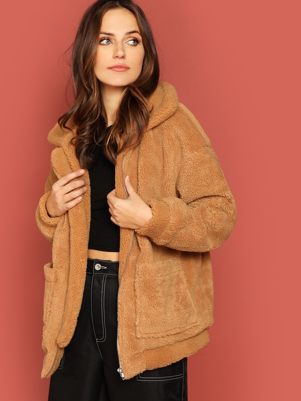 Veste En En Duveteux Veste Oversize Oversize En Duveteux Tissu Tissu Tissu Veste dCBQxeoWr