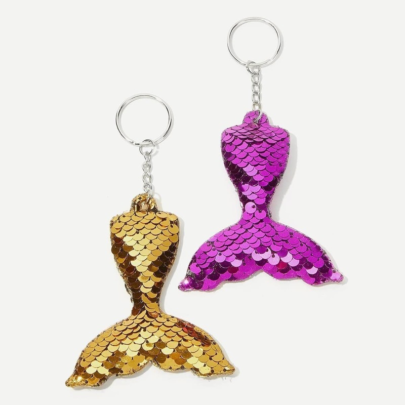 

Mermaid Shaped Sequin Keychain 2pcs, Multicolor