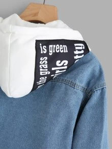 Plus 2 In 1 Hooded Denim Jacket