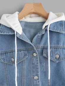 Plus 2 In 1 Hooded Denim Jacket