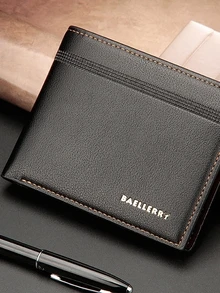 Men Fold Over PU Wallet - Black - View 3