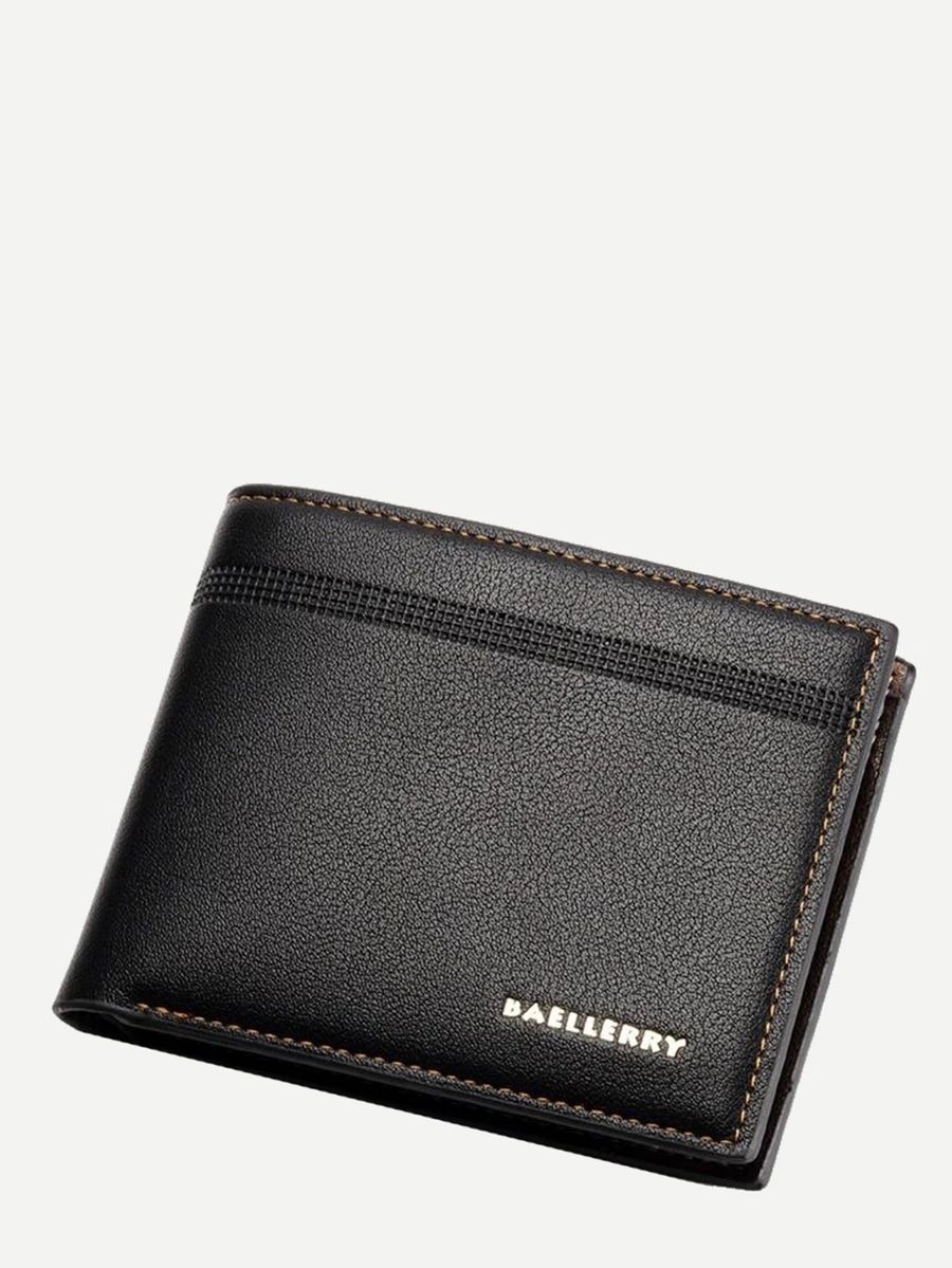 Men Fold Over PU Wallet - Black - View 1