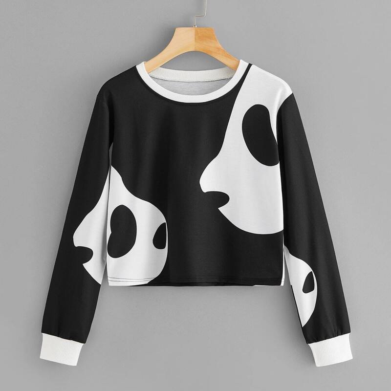 

Panda Print Sweatshirt, Black